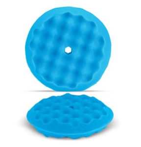 Blue 8” Wave Pattern Double Sided Foam Buffing Pad - Finishing
