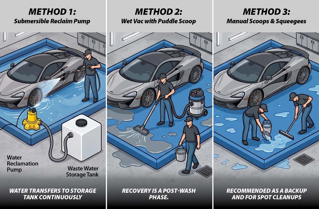 How to get wash water off a containment wash mat.